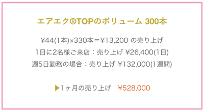 大阪エアエクスクールの売上例